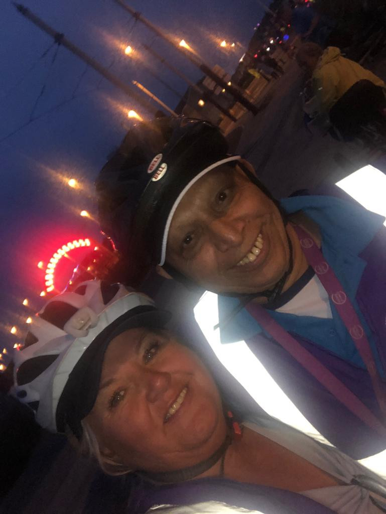 Bike riders at night