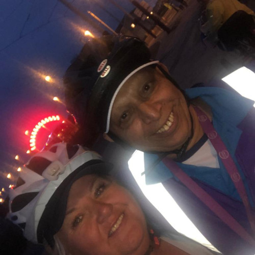 Bike riders at night