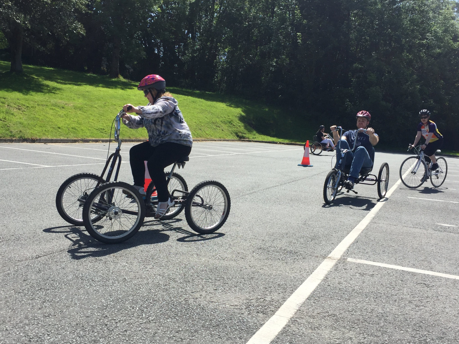 Riding bikes around track