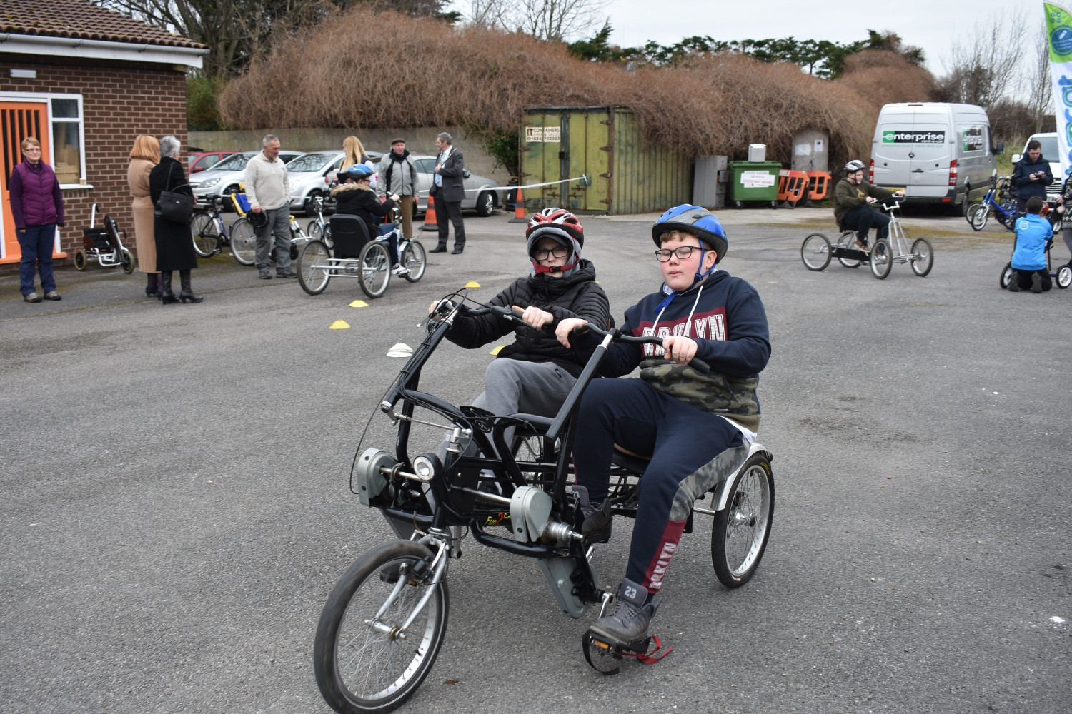 Riding an adapted bike