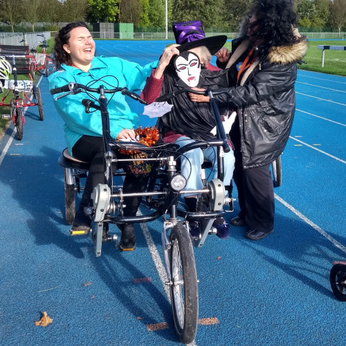 Trying on Halloween masks thumbnail